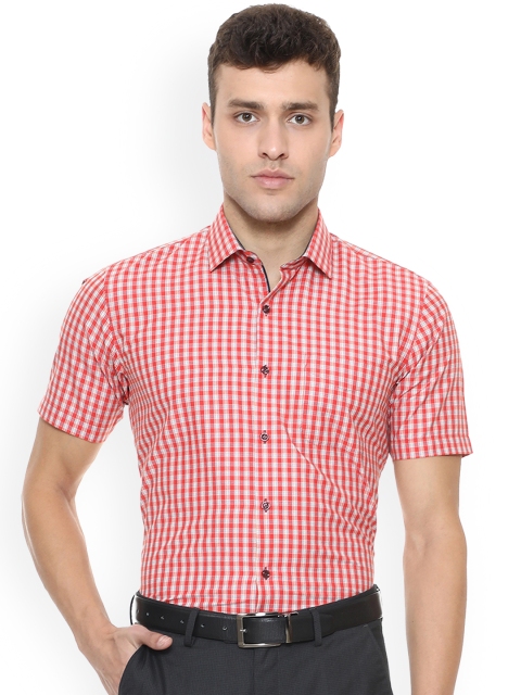 

Peter England Men Red & White Checked Formal Shirt