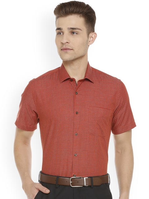 

Peter England Men Orange Checked Slim Fit Formal Shirt