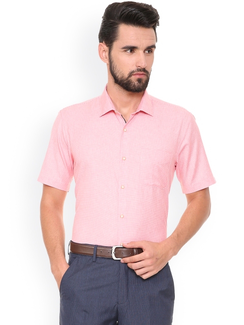 

Peter England Men Pink Self Design Regular Fit Formal Shirt