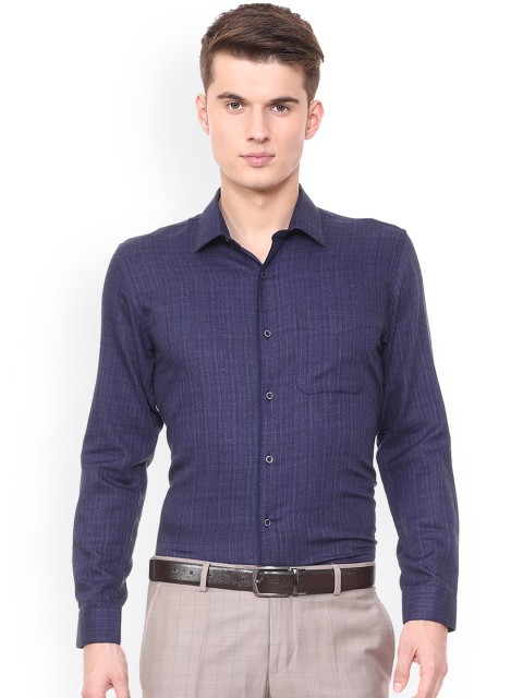 

Peter England Men Blue Self Design Formal Shirt