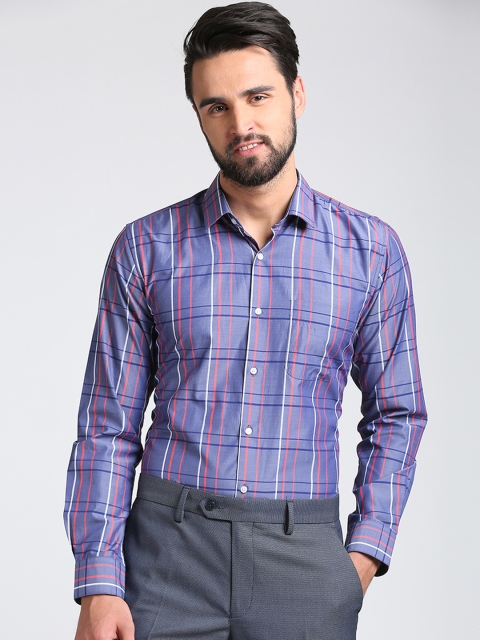 

Peter England Men Blue Checked Slim Fit Formal Shirt