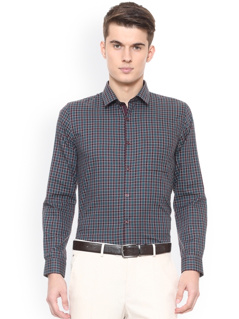 

Peter England Men Maroon & Green Regular Fit Checked Formal Shirt