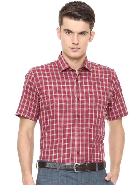 

Peter England Men Maroon & White Checked Formal Shirt