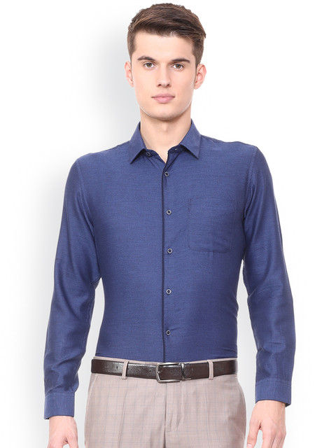 

Peter England Men Blue Self Design Formal Shirt