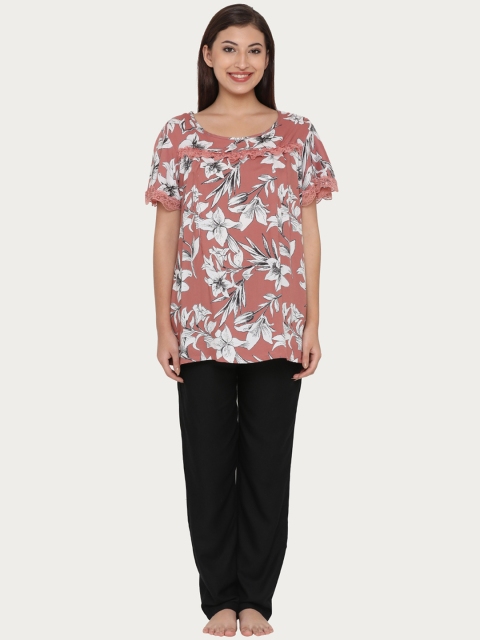

Clovia Women Pink & Black Printed Maternity Lounge Set LS0357P22XL