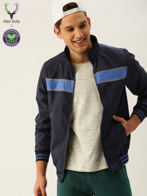 

Allen Solly Sport Men Navy Blue Solid Bomber