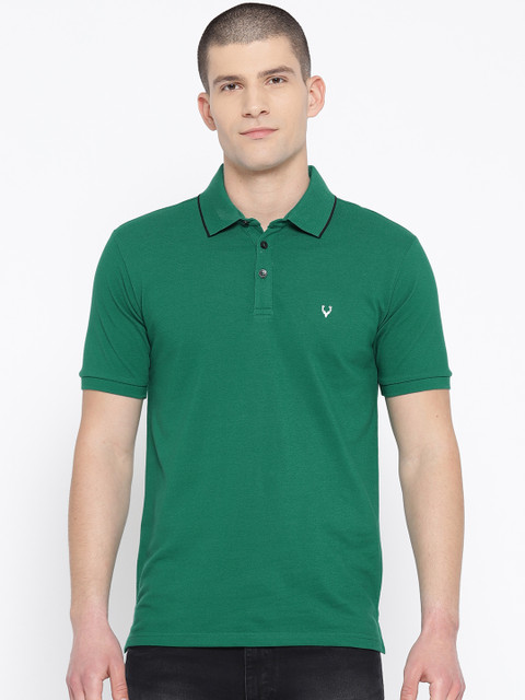 

Allen Solly Sport Men Green Solid Polo Collar T-shirt