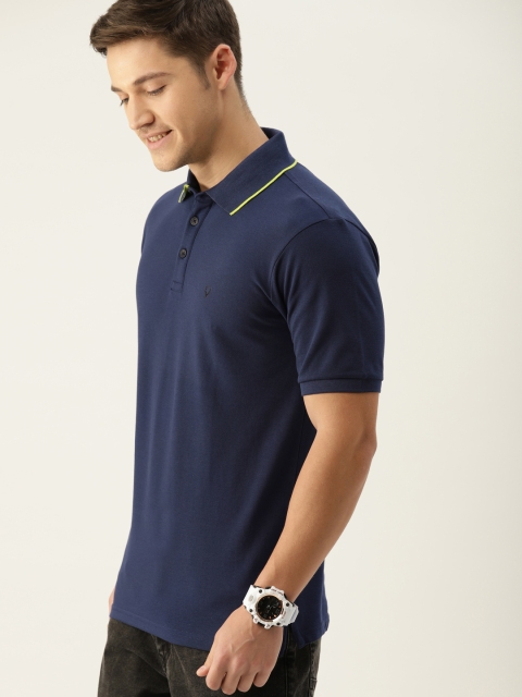 

Allen Solly Sport Men Navy Blue Solid Polo Collar T-shirt