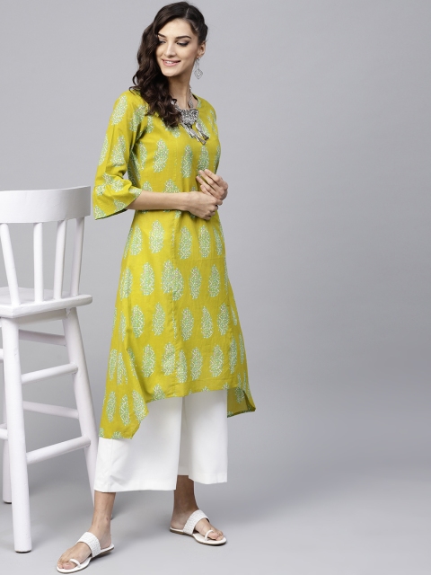

GERUA Women Green Printed A-Line Kurta