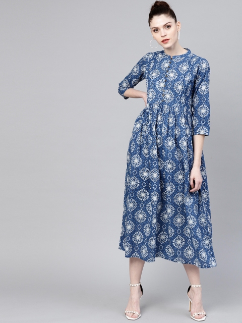 

GERUA Women Blue Printed Maxi Dress