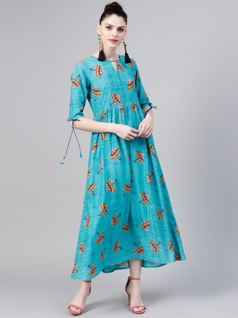 

GERUA Women Blue Printed Maxi Dress