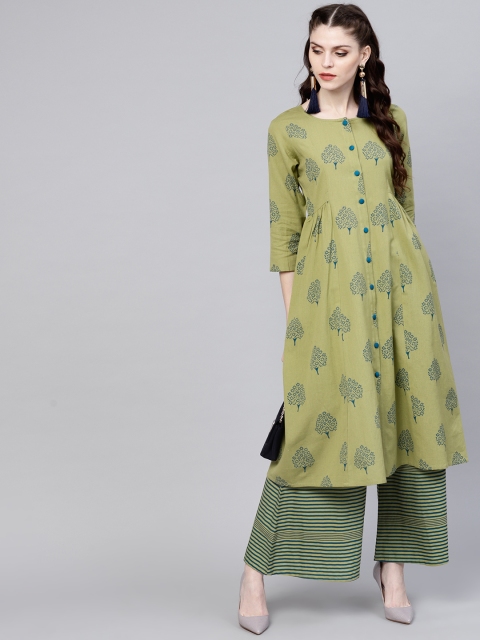 

GERUA Women Green Printed Kurta with Palazzos