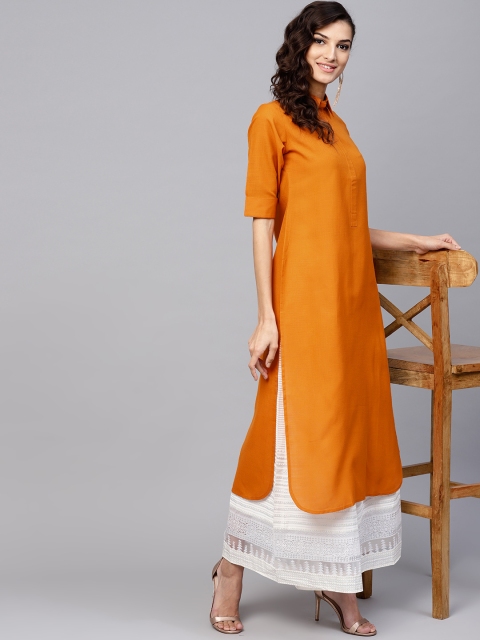 

GERUA Women Mustard Yellow Solid Pathani Kurta