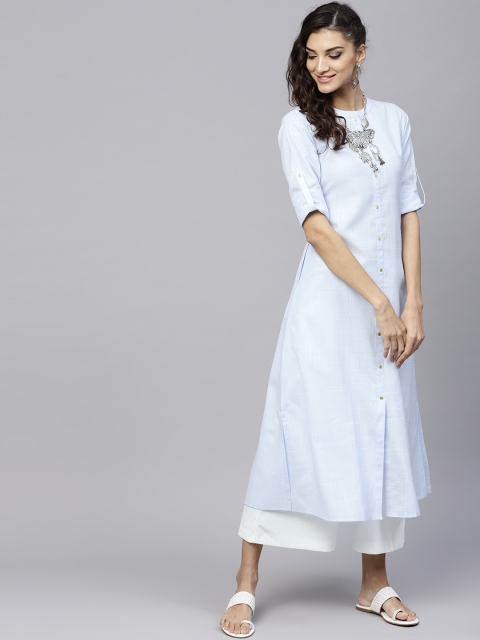

GERUA Women Blue Solid A-Line Kurta