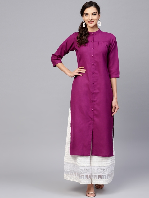 

GERUA Women Purple Solid Straight Kurta