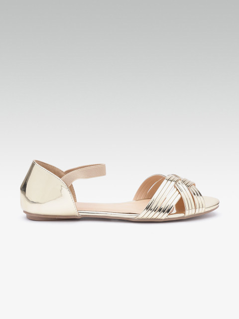 

Carlton London Women Gold-Toned Solid Open Toe Flats