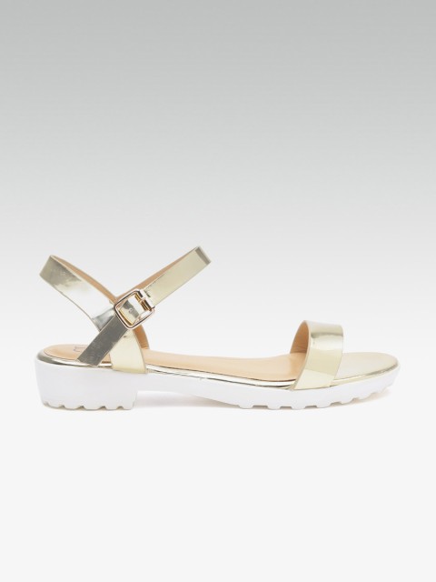 

Carlton London Women Gold-Toned Solid Open Toe Flats