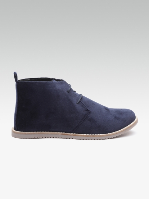 

Carlton London Women Navy Blue Solid Mid-Top Flat Boots