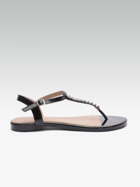 

Carlton London Women Black Solid T-Strap Flats