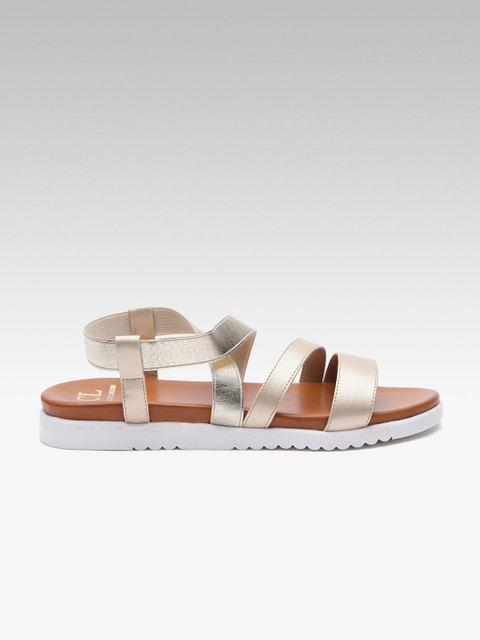 

Carlton London Women Gold-Toned Solid Open Toe Flats