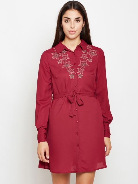 

Oxolloxo Women Red Printed Shirt Dress