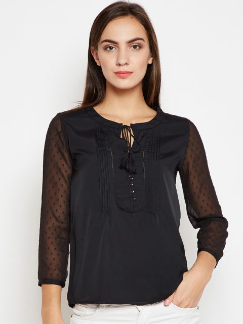 

Oxolloxo Black Self-Design Regular Top
