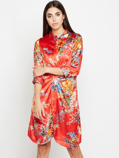 

Oxolloxo Women Red Printed Shirt Dress