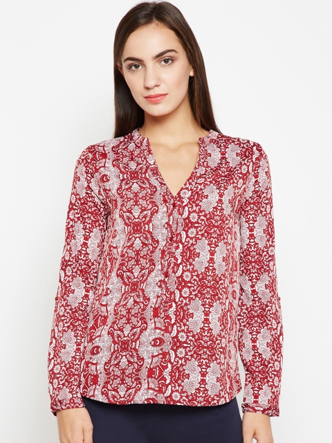 

Oxolloxo Women Red and White Checked Regular Top