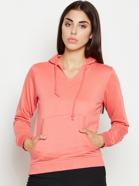 

Oxolloxo Women Coral Orange Solid Sweatshirt