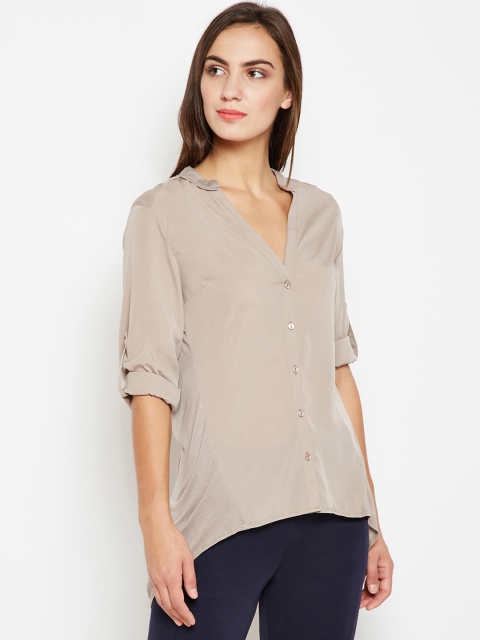 

Oxolloxo Sand Rouelette Glam Assymetric Shirt, Taupe