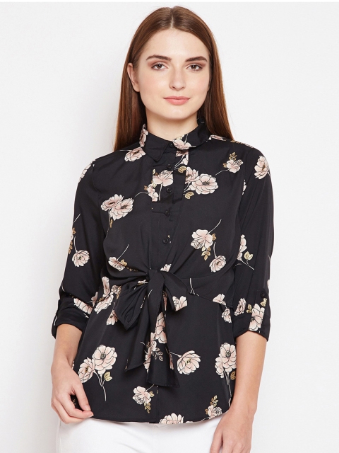 

Oxolloxo Women Black-Coloured Regular Fit Printed Casual Shirt
