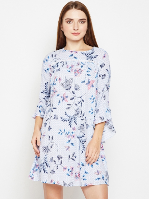 

Oxolloxo Women Blue Printed A-line Dress