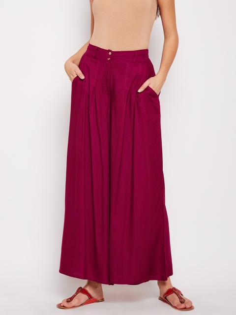 

Be Indi Women Purple Solid Flared Palazzos