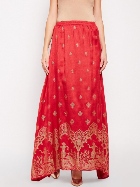 

Be Indi Women Rust Printed A-Line Maxi Pure Cotton Skirt