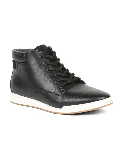 

ALDO Men Black Lace-up Solid Synthetic Mid-Top Sneakers