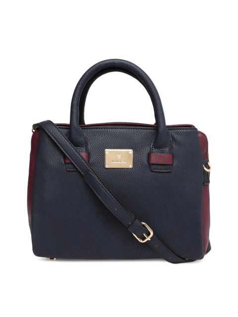 

Van Heusen Woman Navy Blue & Burgundy Colourblocked Handheld Bag