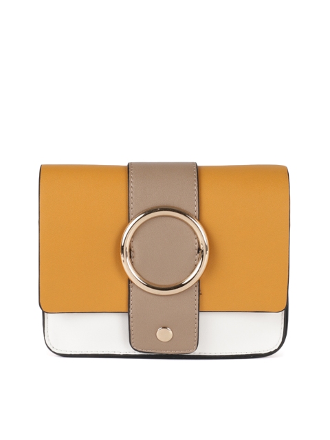 

Van Heusen Woman Yellow & Brown Colourblocked Sling Bag