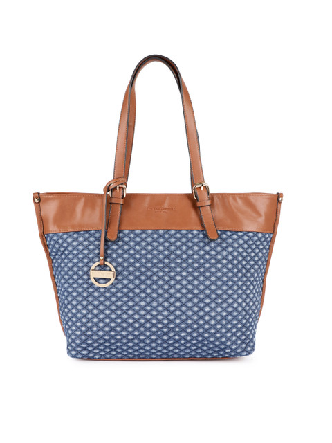 

U.S. Polo Assn. Women Navy Blue & Brown Self Design Tote Bag