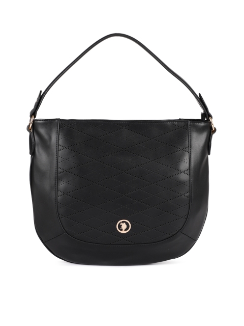 

U.S. Polo Assn. Women Black Solid Cutwork Shoulder Bag