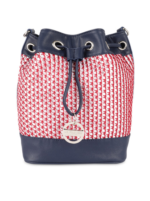 

U.S. Polo Assn. Women Red & Navy Blue Self Design Sling Bag