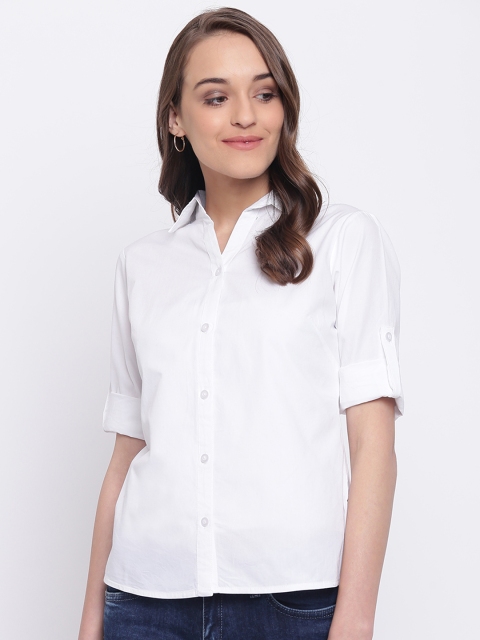 

The Gud Look Women White Slim Fit Solid Casual Shirt