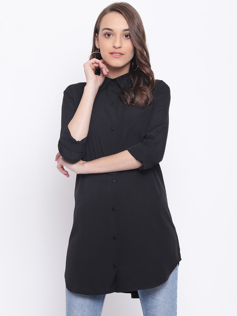 

The Gud Look Women Black Regular Fit Solid Casual Shirt