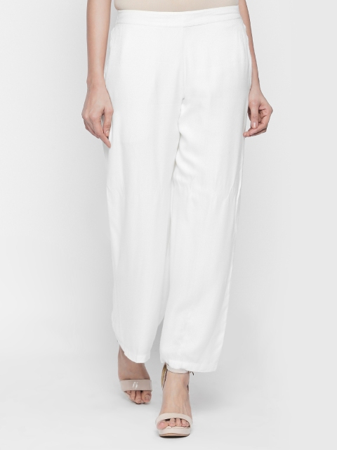 

Naari Women Off-White Solid Straight Palazzos