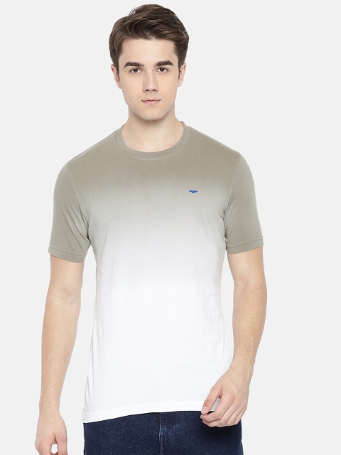 

Park Avenue Men Grey & White Dyed Round Neck T-shirt