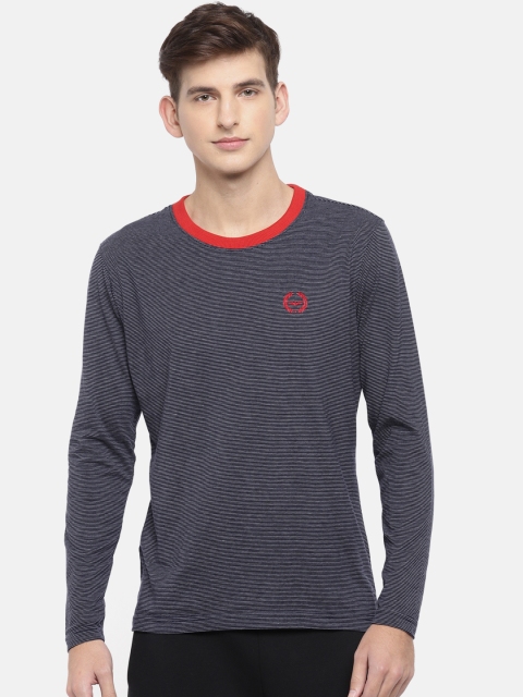 

Park Avenue Men Navy Blue Striped Lounge T-shirt PZUC00332-B7