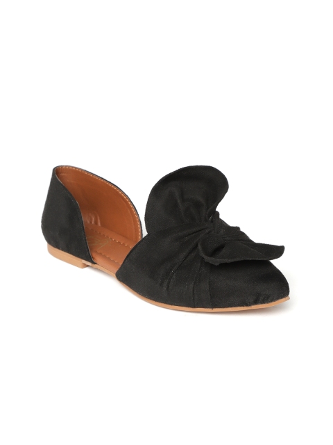 

Zebba Women Black Solid Leather Ballerinas