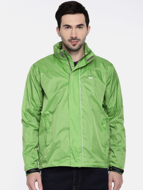 

Wildcraft Men Green Checked Hooded Rain Pro Jacket