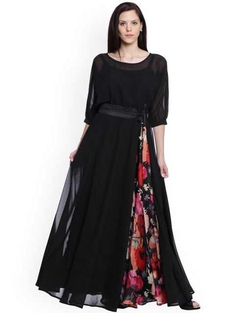 

Just Wow Women Black Solid Maxi Dress