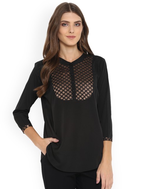 

Qurvii Plus Size Women Black Shirt Style Top