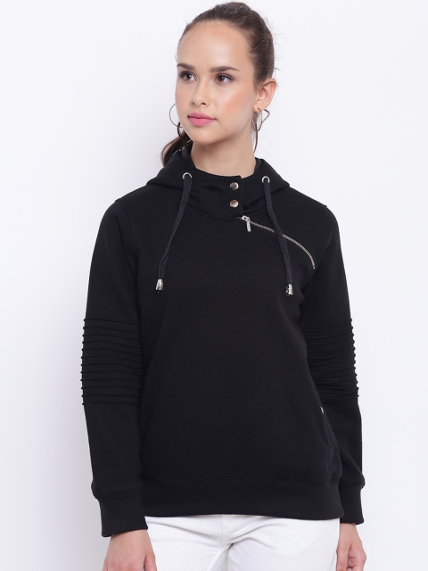

Texco Women Black Solid Hooded Sweatshirt